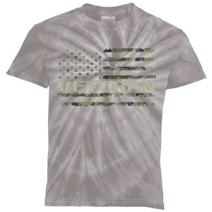 Soldier Military Camo Veteran American Flag Kids Tie-Dye T-Shirt