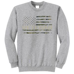 Soldier Military Camo Veteran American Flag Tall Sweatshirt