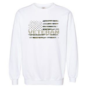 Soldier Military Camo Veteran American Flag Garment-Dyed Sweatshirt