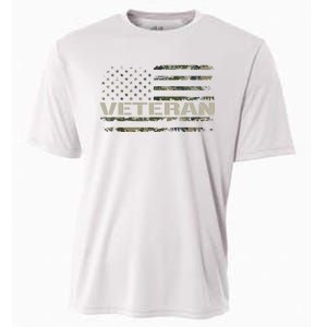 Soldier Military Camo Veteran American Flag Cooling Performance Crew T-Shirt