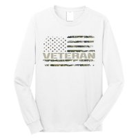 Soldier Military Camo Veteran American Flag Long Sleeve Shirt