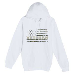 Soldier Military Camo Veteran American Flag Premium Pullover Hoodie