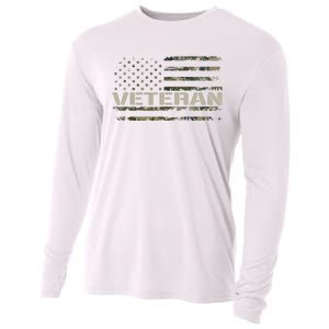 Soldier Military Camo Veteran American Flag Cooling Performance Long Sleeve Crew