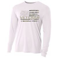 Soldier Military Camo Veteran American Flag Cooling Performance Long Sleeve Crew