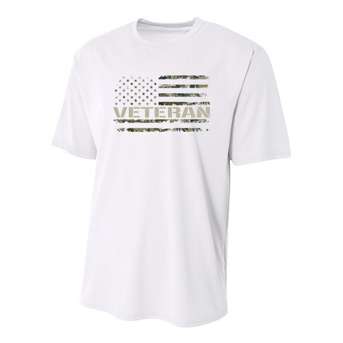 Soldier Military Camo Veteran American Flag Youth Performance Sprint T-Shirt