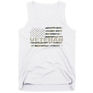 Soldier Military Camo Veteran American Flag Tank Top