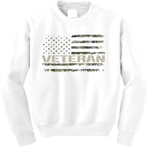 Soldier Military Camo Veteran American Flag Kids Sweatshirt