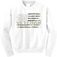 Soldier Military Camo Veteran American Flag Kids Sweatshirt