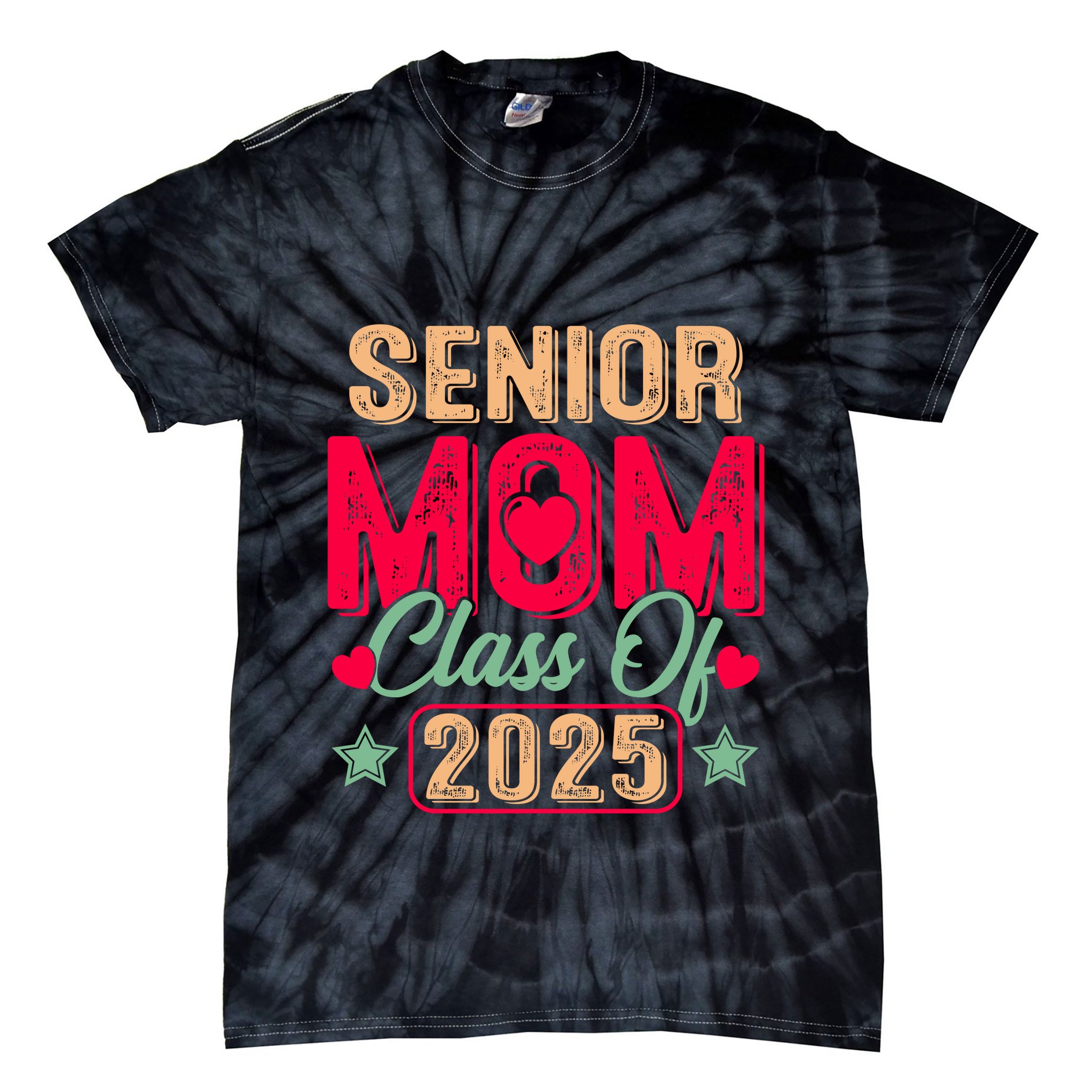 Senior Mom Class Of 2025 Proud Mom Of Graduate Heart Mom Tie-Dye T-Shirt