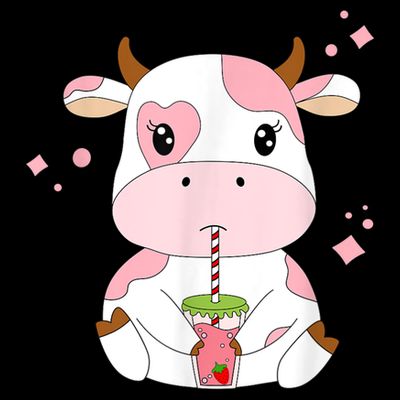 Strawberry Milk Cute Kawaii Aesthetic Pink Cow Print T-Shirt