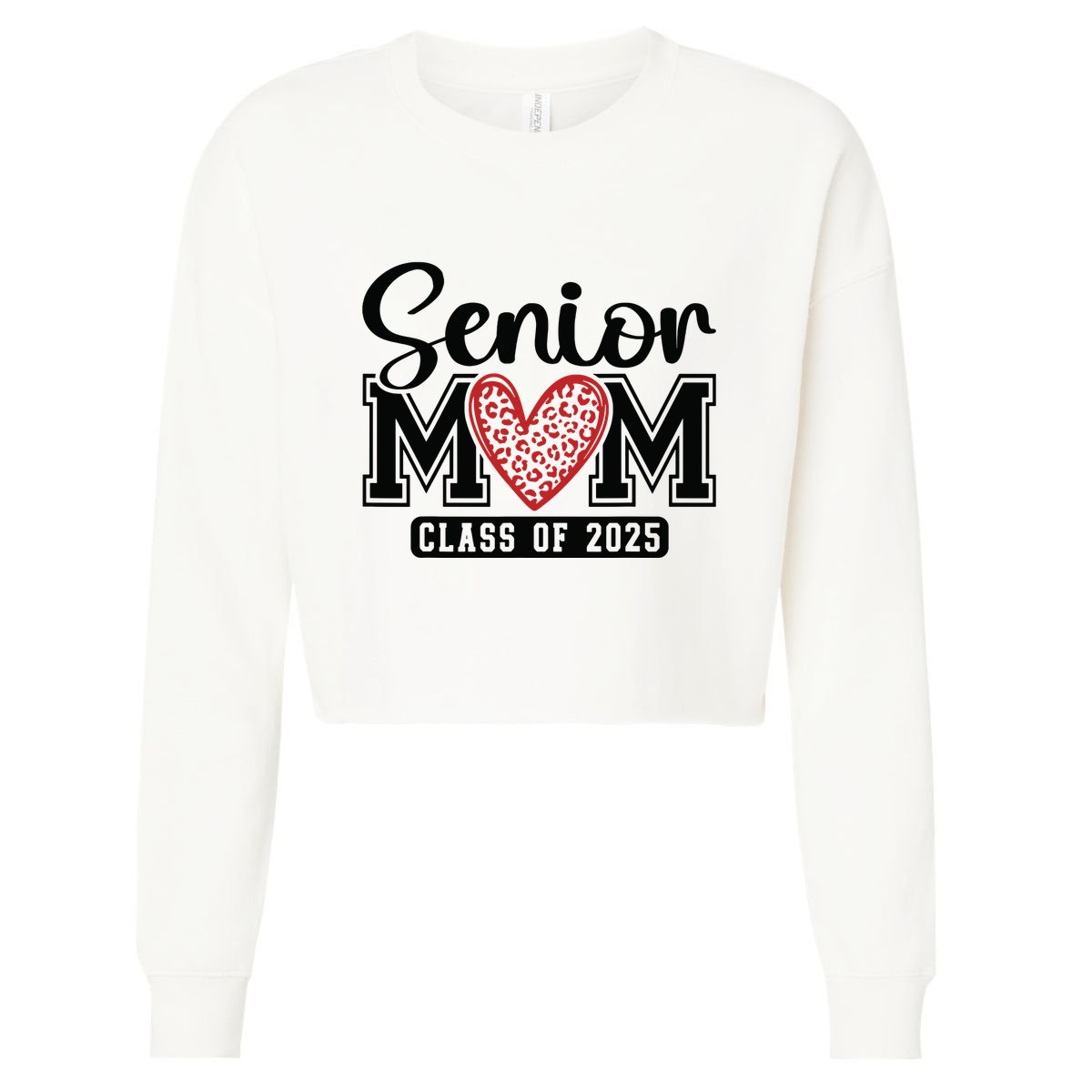 Senior Mom Class Of 2025 Graduation Vintage School Spirit Cropped Pullover Crew