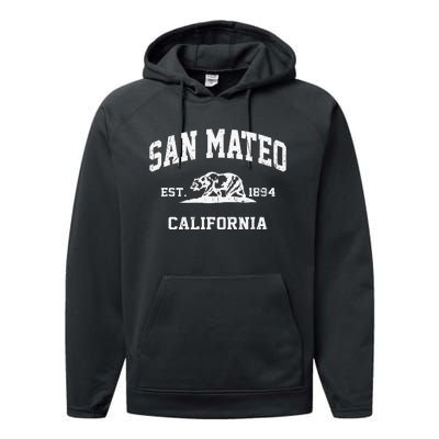 San Mateo California CA Vintage State Athletic Style Performance Fleece Hoodie