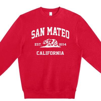 San Mateo California CA Vintage State Athletic Style Premium Crewneck Sweatshirt