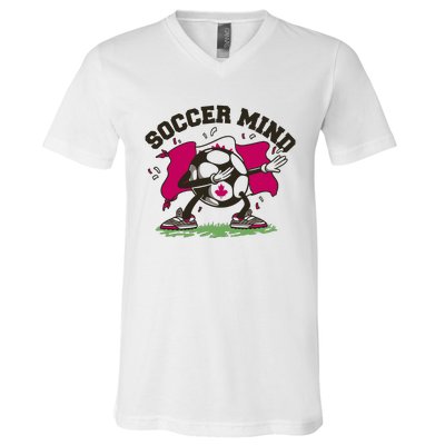 Soccer Mind Canadian Flag Sport V-Neck T-Shirt