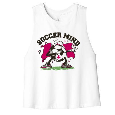 Soccer Mind Canadian Flag Sport Women's Racerback Cropped Tank