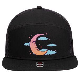 Sleeping Moon Cloud 7 Panel Mesh Trucker Snapback Hat