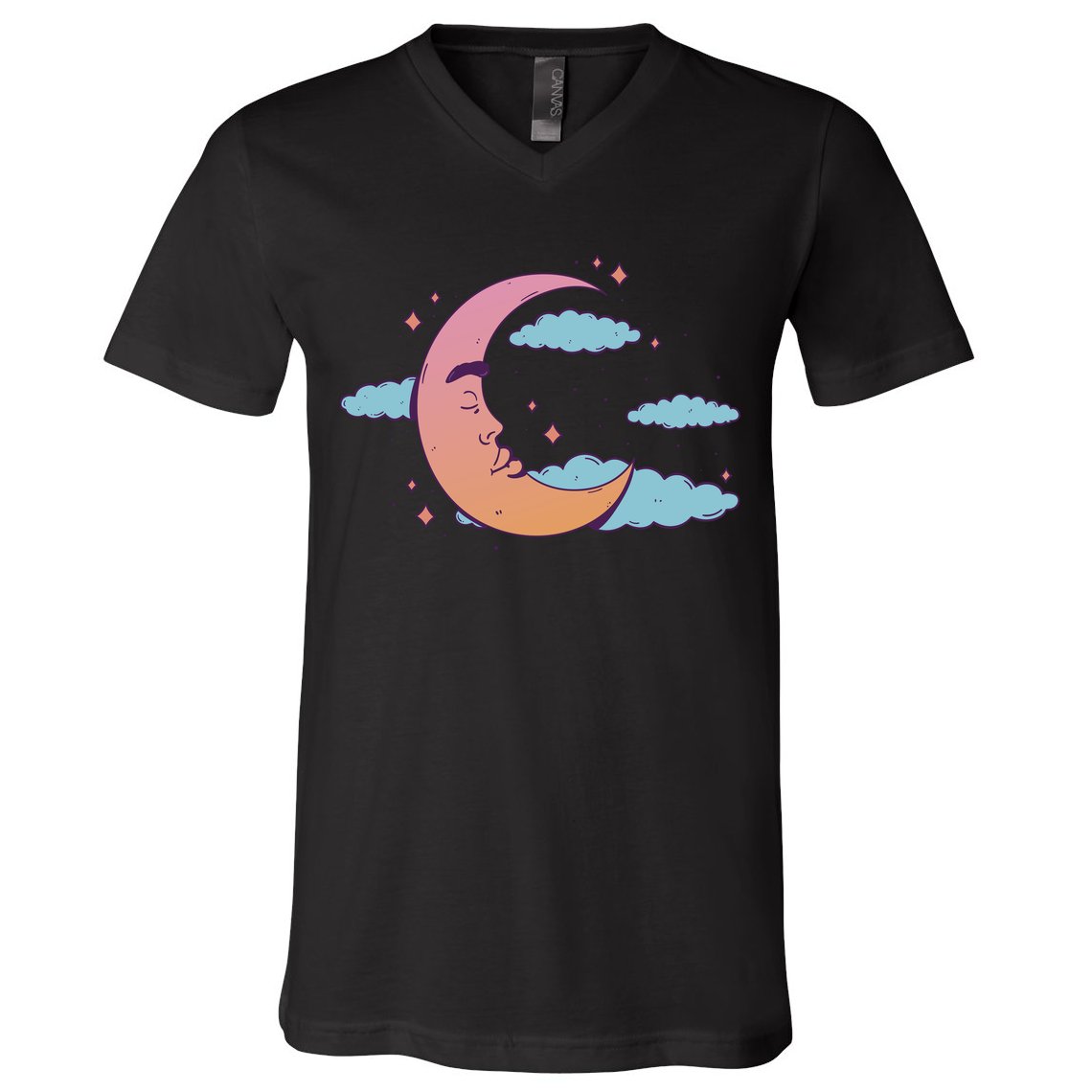 Sleeping Moon Cloud V-Neck T-Shirt