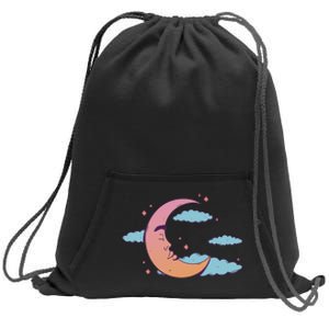 Sleeping Moon Cloud Sweatshirt Cinch Pack Bag