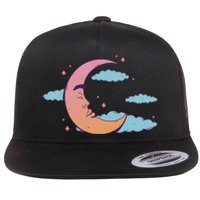 Sleeping Moon Cloud Flat Bill Trucker Hat