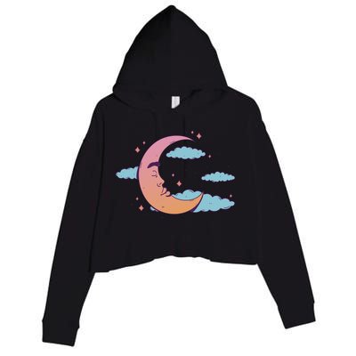 Sleeping Moon Cloud Crop Fleece Hoodie