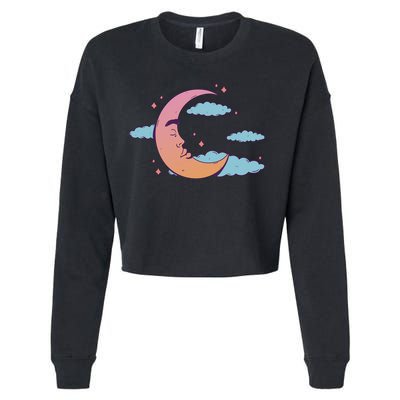 Sleeping Moon Cloud Cropped Pullover Crew