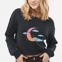 Sleeping Moon Cloud Cropped Pullover Crew