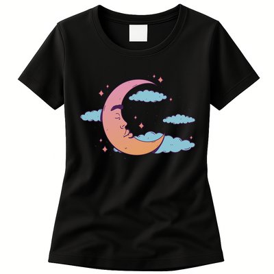 Sleeping Moon Cloud Womens T-Shirt
