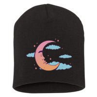 Sleeping Moon Cloud Short Acrylic Beanie