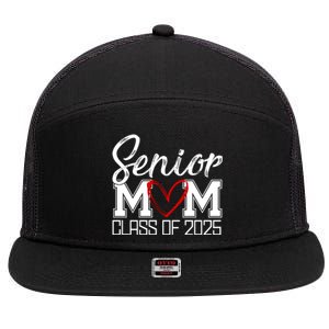 Senior Mom Class Of 2025 Heart 7 Panel Mesh Trucker Snapback Hat