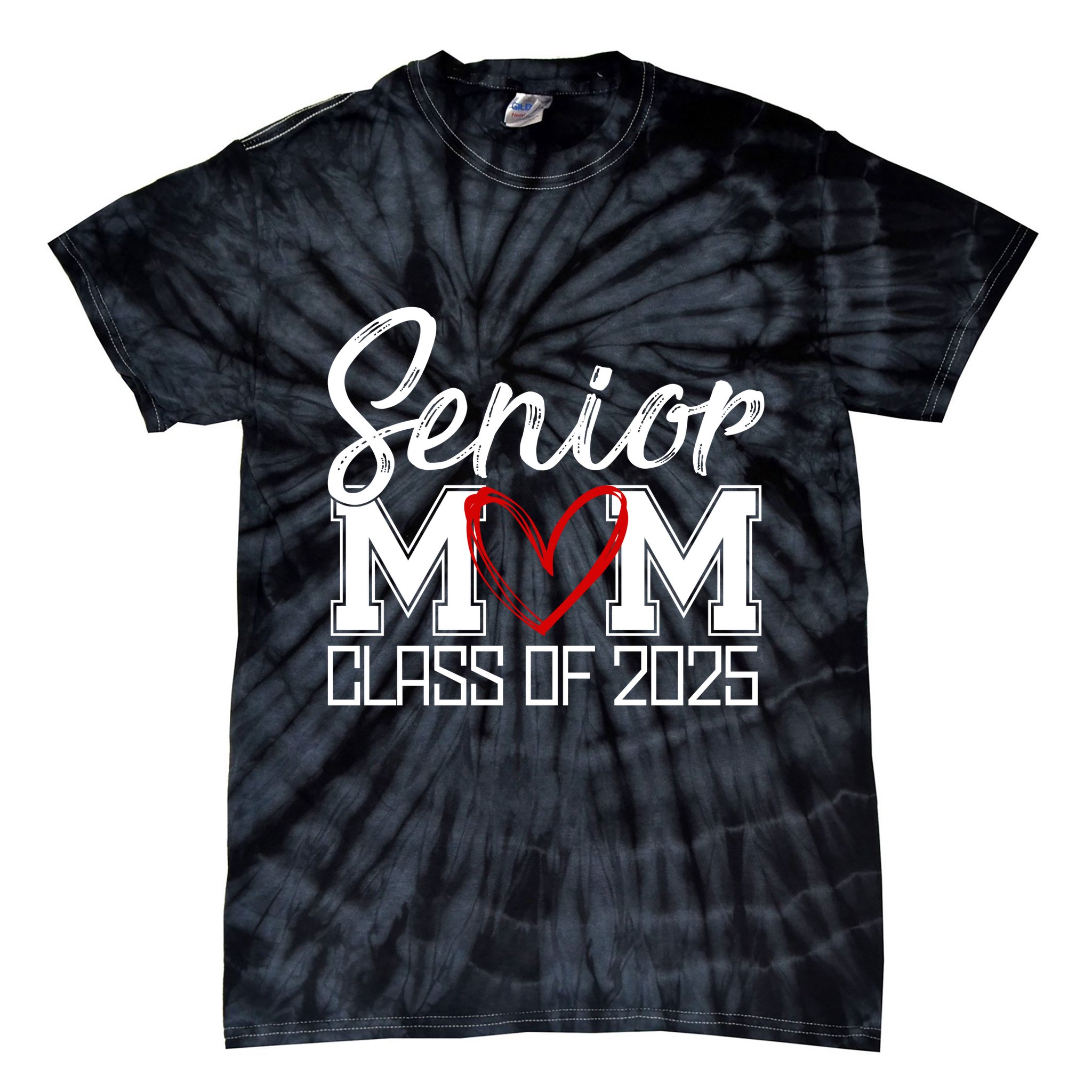 Senior Mom Class Of 2025 Heart Tie-Dye T-Shirt
