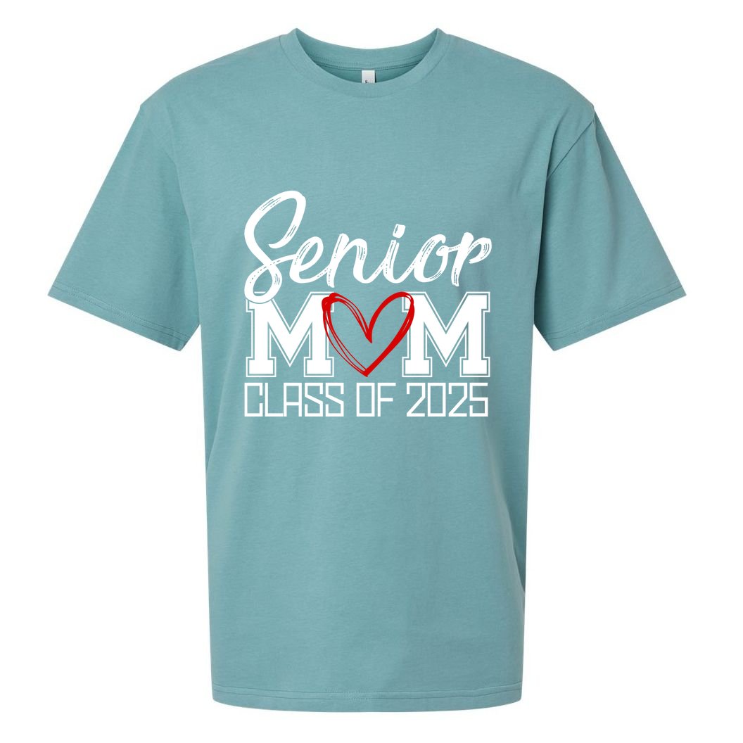 Senior Mom Class Of 2025 Heart Sueded Cloud Jersey T-Shirt