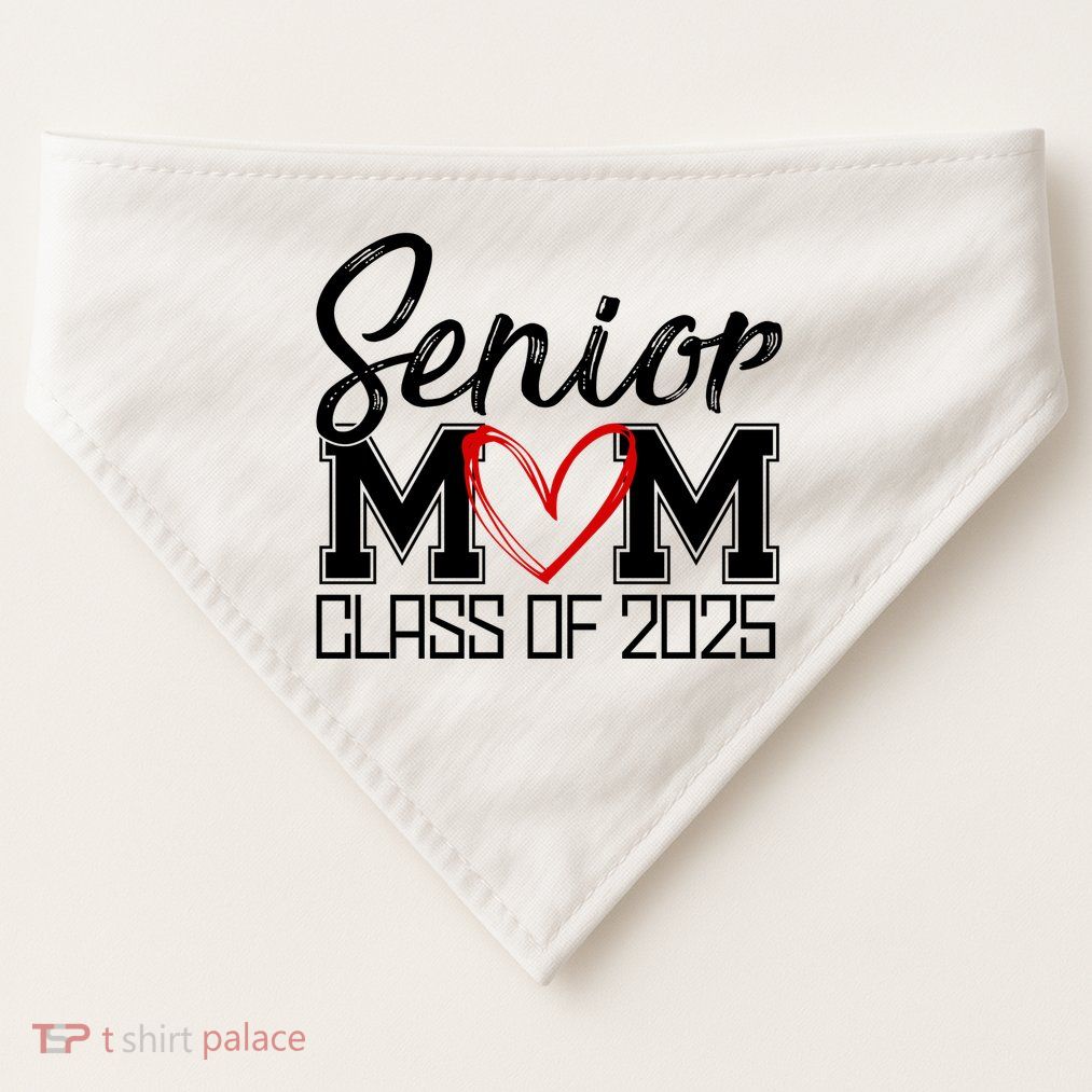 Senior Mom Class Of 2025 Heart USA-Made Doggie Bandana