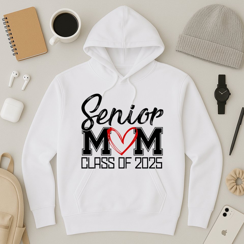 Senior Mom Class Of 2025 Heart Hoodie