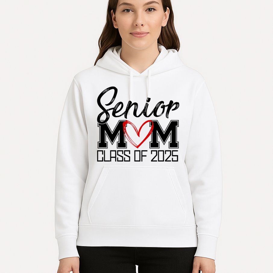 Senior Mom Class Of 2025 Heart Hoodie