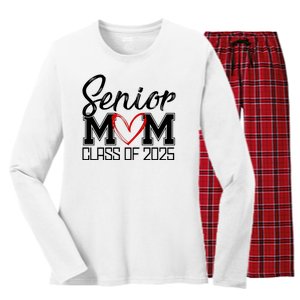 Senior Mom Class Of 2025 Heart Women's Long Sleeve Flannel Pajama Set 