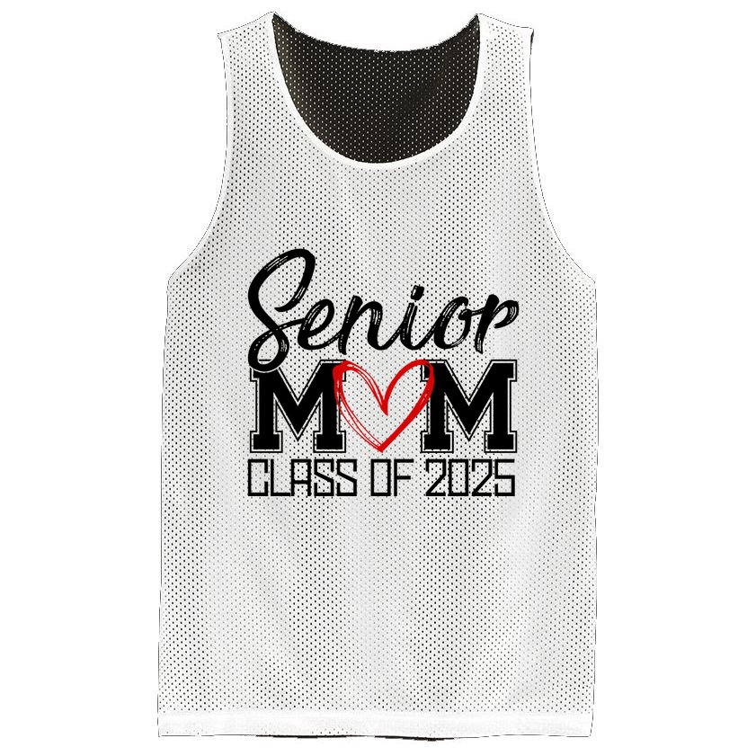 Senior Mom Class Of 2025 Heart Mesh Reversible Basketball Jersey Tank
