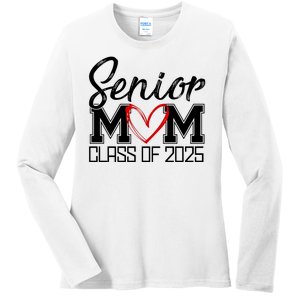 Senior Mom Class Of 2025 Heart Ladies Long Sleeve Shirt