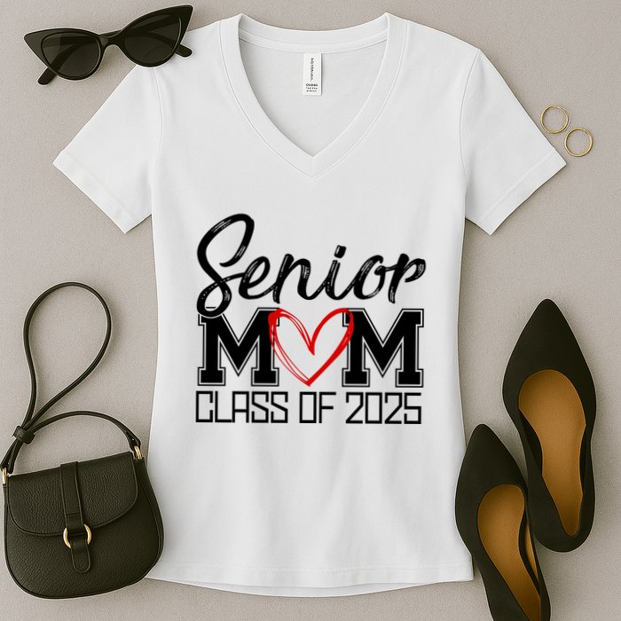 Senior Mom Class Of 2025 Heart Women's V-Neck T-Shirt