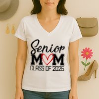 Senior Mom Class Of 2025 Heart Women's V-Neck T-Shirt