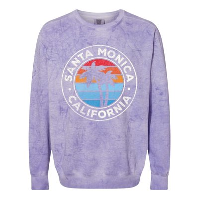 Santa Monica California Ca Vintage Graphic Retro 70s Great Gift Colorblast Crewneck Sweatshirt