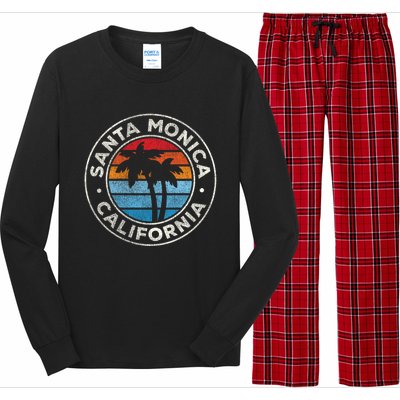 Santa Monica California Ca Vintage Graphic Retro 70s Great Gift Long Sleeve Pajama Set