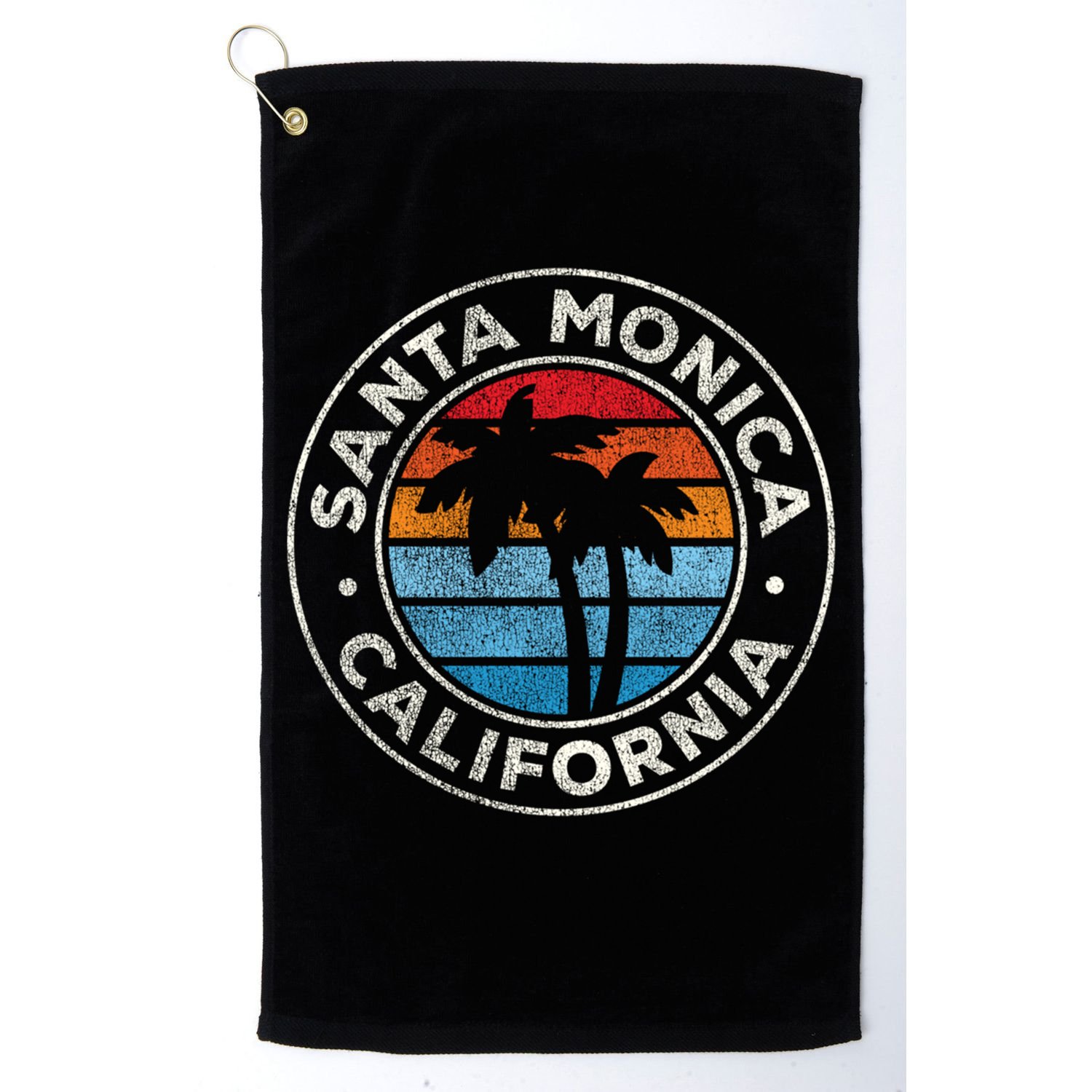 Santa Monica California Ca Vintage Graphic Retro 70s Great Gift Golf Towel