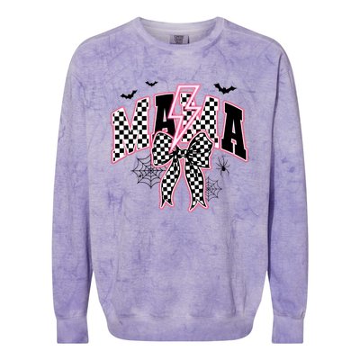 Spooky Mama Coquette Bow Halloween Colorblast Crewneck Sweatshirt