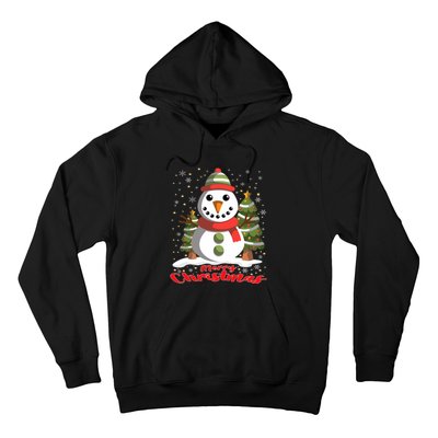 Snowman Merry Christmas Tree Snowflakes Cute Funny Hoodie