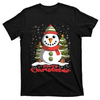 Snowman Merry Christmas Tree Snowflakes Cute Funny T-Shirt