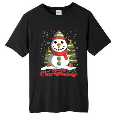 Snowman Merry Christmas Tree Snowflakes Cute Funny Tall Fusion ChromaSoft Performance T-Shirt