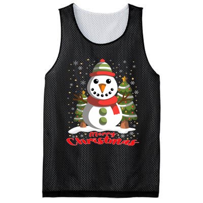 Snowman Merry Christmas Tree Snowflakes Cute Funny Mesh Reversible Basketball Jersey Tank