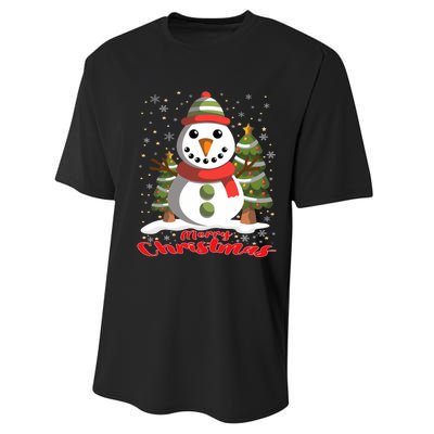 Snowman Merry Christmas Tree Snowflakes Cute Funny Performance Sprint T-Shirt