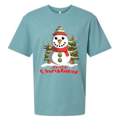 Snowman Merry Christmas Tree Snowflakes Cute Funny Sueded Cloud Jersey T-Shirt