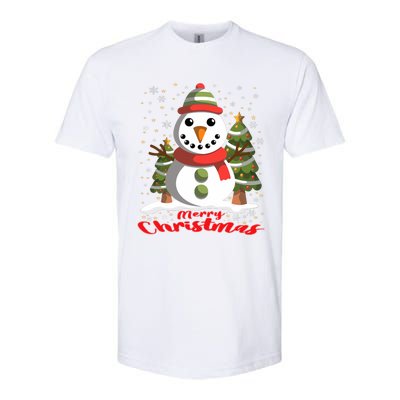 Snowman Merry Christmas Tree Snowflakes Cute Funny Softstyle CVC T-Shirt